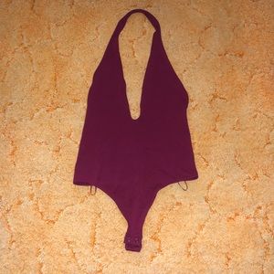 Burgundy halter bodysuit